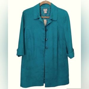 NWT Chico's Topper Jacket Pleat Back Fully Lined  Algiers Blue Size 8